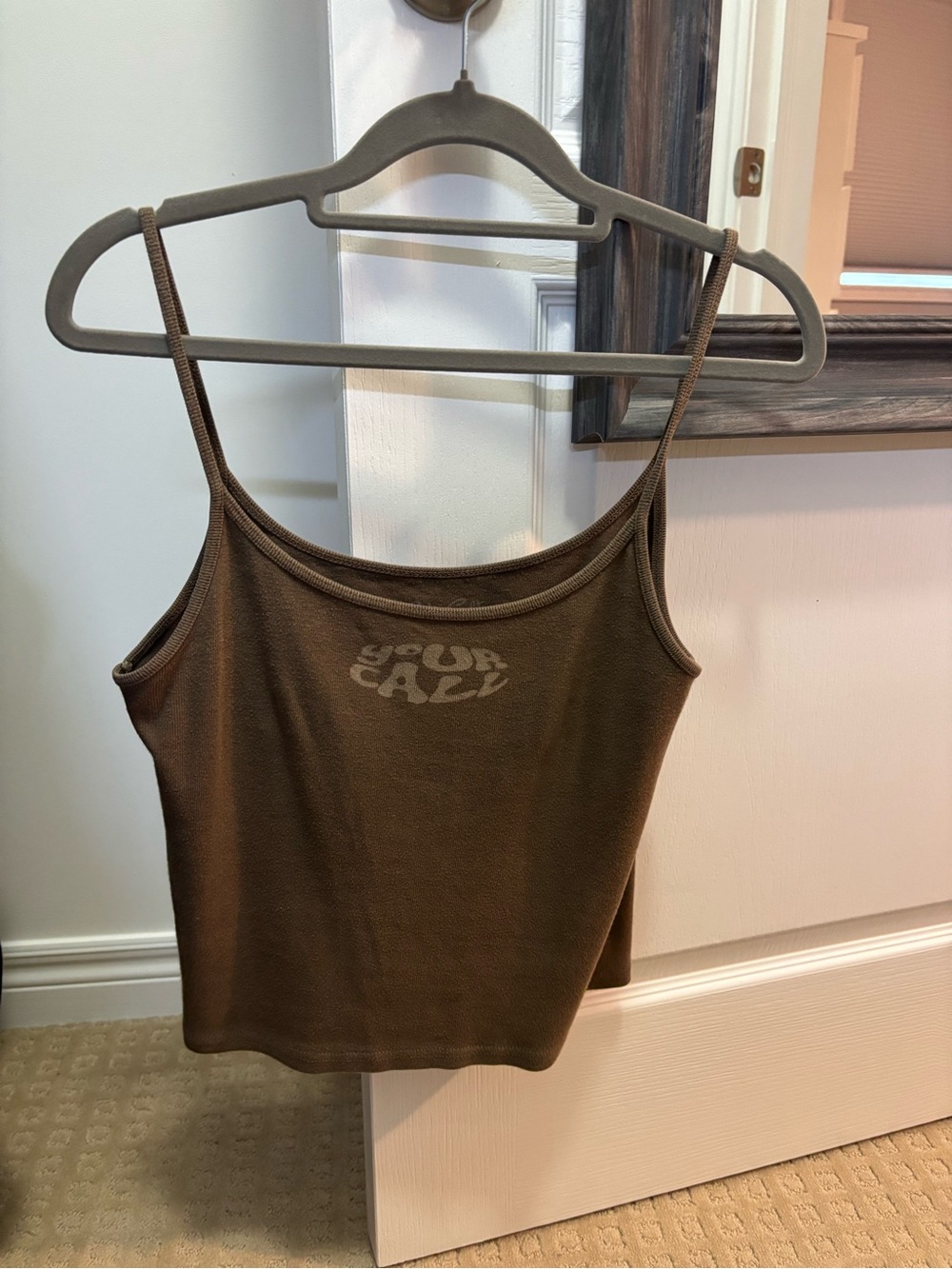 Brandy Melville Brown Graphic Cropped Tank Camisole